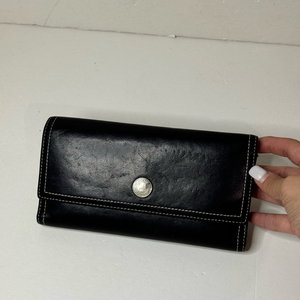 COACH Black Leather Trifold Wallet Clutch